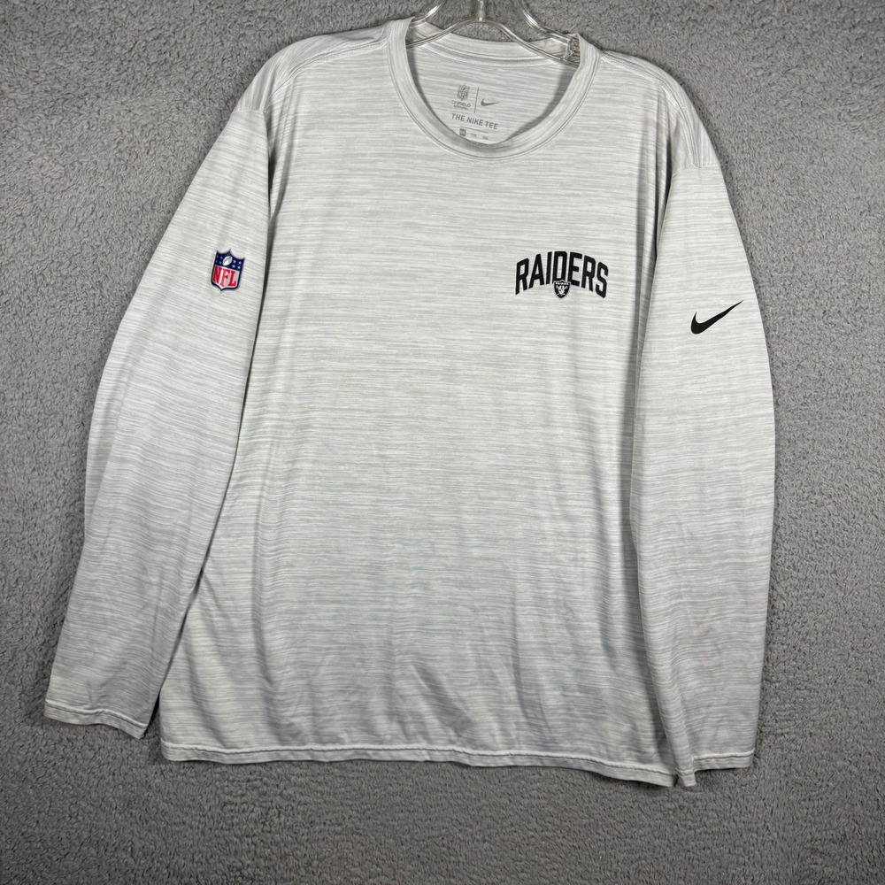 Nike NFL Las Vegas Raiders Dri-FIT Long Sleeve Shirt Mens XXL Gray NS16-10A